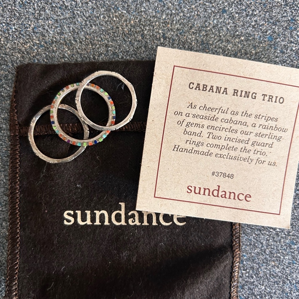Sundance Cabana Trio Rings - Silver with Rainbow Gems